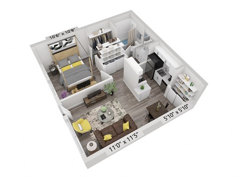 bedroom floor plan an in 3d
